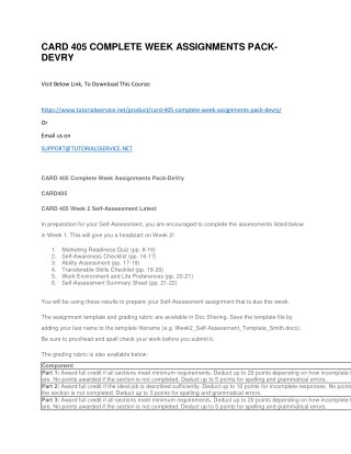 CARD 405 COMPLETE WEEK ASSIGNMENTS PACK-DEVRY