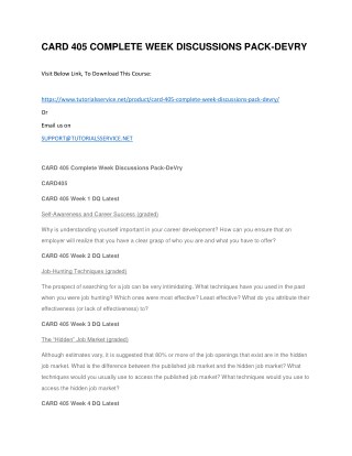 CARD 405 COMPLETE WEEK DISCUSSIONS PACK-DEVRY