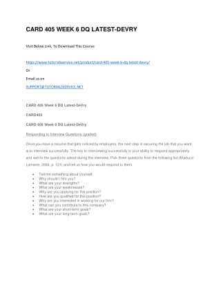 CARD 405 WEEK 6 DQ LATEST-DEVRY