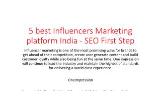 5 best Influencers Marketing platform India - SEO First Step