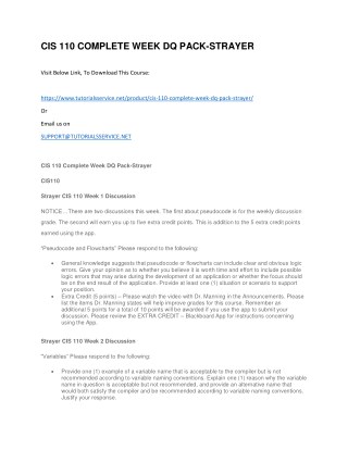 CIS 110 COMPLETE WEEK DQ PACK-STRAYER