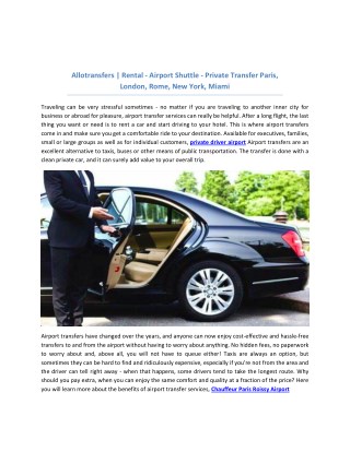 Allotransfers | Rental - Airport Shuttle - Private Transfer Paris, Londres, Rome, New-York, Miamiâ€¦