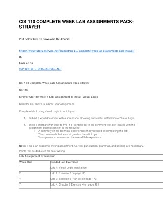CIS 110 COMPLETE WEEK LAB ASSIGNMENTS PACK-STRAYER