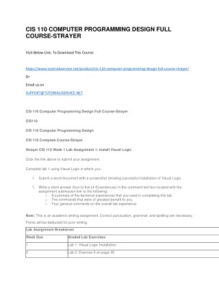 CIS 110 COMPUTER PROGRAMMING DESIGN FULL COURSE-STRAYER