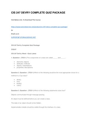 CIS 247 DEVRY COMPLETE QUIZ PACKAGE