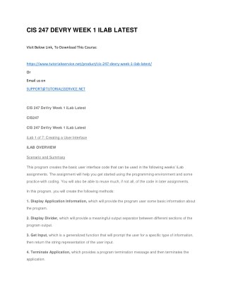 CIS 247 DEVRY WEEK 1 ILAB LATEST