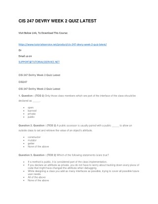 CIS 247 DEVRY WEEK 2 QUIZ LATEST