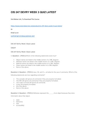 CIS 247 DEVRY WEEK 3 QUIZ LATEST