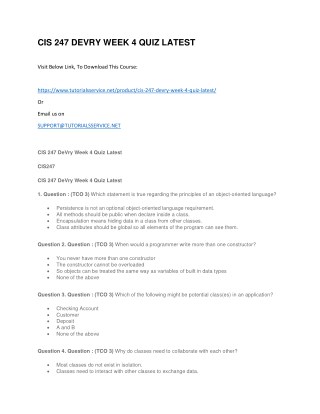 CIS 247 DEVRY WEEK 4 QUIZ LATEST