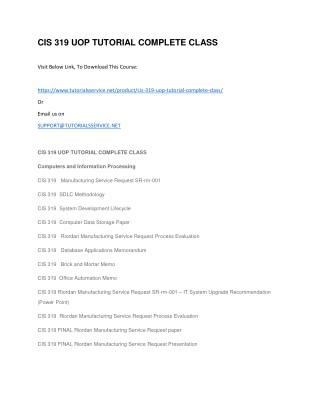 CIS 319 UOP TUTORIAL COMPLETE CLASS