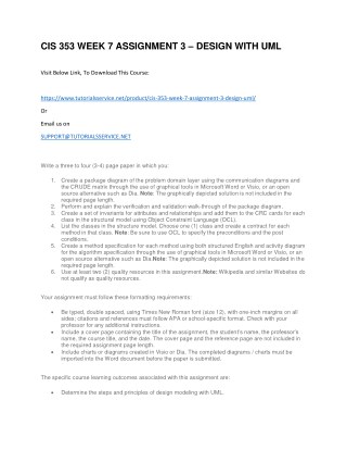 CIS 353 WEEK 7 ASSIGNMENT 3 â€“ DESIGN WITH UML
