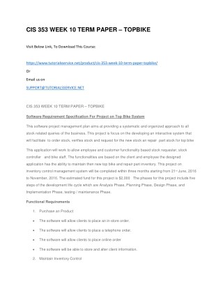 CIS 353 WEEK 10 TERM PAPER â€“ TOPBIKE