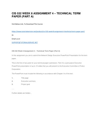 CIS 532 WEEK 8 ASSIGNMENT 4 â€“ TECHNICAL TERM PAPER (PART A)