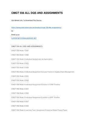 CMGT 556 ALL DQS AND ASSIGNMENTS