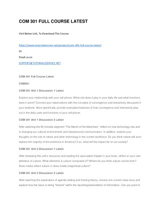 COM 301 FULL COURSE LATEST
