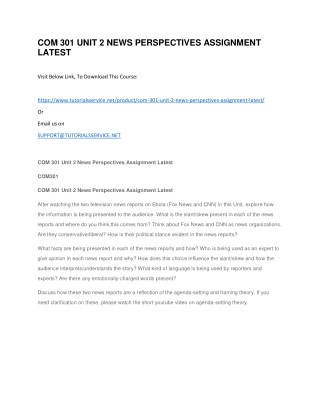 COM 301 UNIT 2 NEWS PERSPECTIVES ASSIGNMENT LATEST