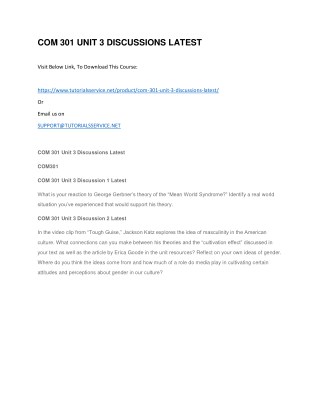 COM 301 UNIT 3 DISCUSSIONS LATEST