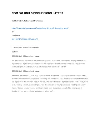 COM 301 UNIT 5 DISCUSSIONS LATEST