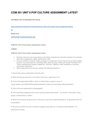 COM 301 UNIT 6 POP CULTURE ASSIGNMENT LATEST