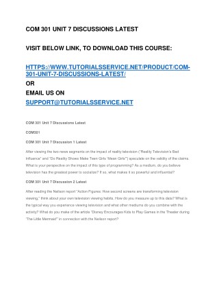 COM 301 UNIT 7 DISCUSSIONS LATEST
