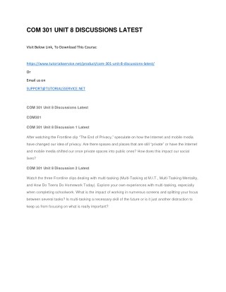 COM 301 UNIT 8 DISCUSSIONS LATEST