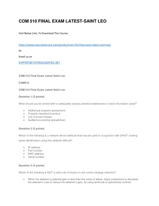 COM 510 FINAL EXAM LATEST-SAINT LEO