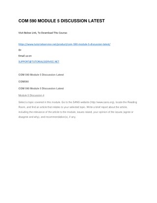 COM 590 MODULE 5 DISCUSSION LATEST