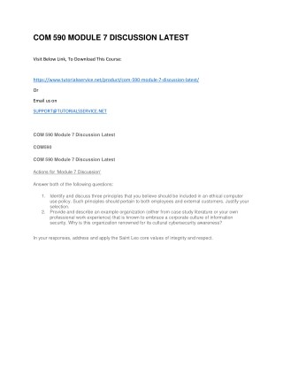 COM 590 MODULE 7 DISCUSSION LATEST