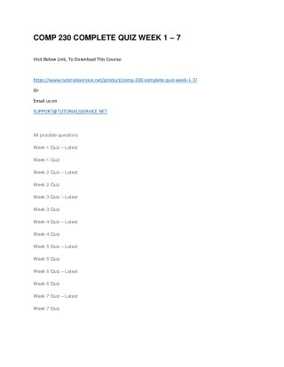 COMP 230 COMPLETE QUIZ WEEK 1 â€“ 7