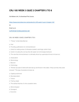 CRJ 105 WEEK 5 QUIZ 2 CHAPTER 5 TO 8