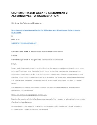 CRJ 180 STRAYER WEEK 10 ASSIGNMENT 2 ALTERNATIVES TO INCARCERATION