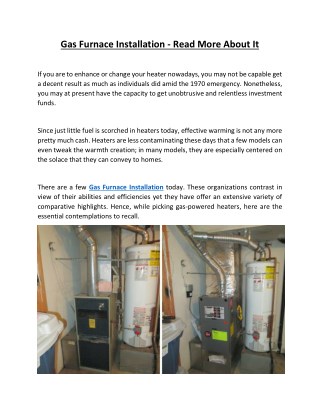 Gas Furnace Installation - Read More About It