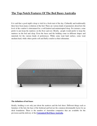 The Top-Notch Features Of The Bed Bases Australia