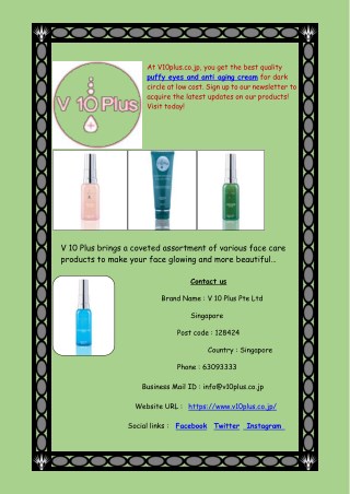 Find the Best Natural Skin Care at v10plus.co.jp