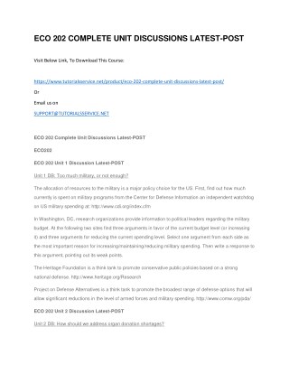 ECO 202 COMPLETE UNIT DISCUSSIONS LATEST-POST
