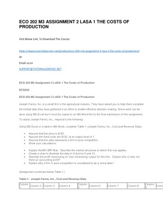 ECO 202 M3 ASSIGNMENT 2 LASA 1 THE COSTS OF PRODUCTION