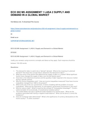 ECO 202 M5 ASSIGNMENT 1 LASA 2 SUPPLY AND DEMAND IN A GLOBAL MARKET