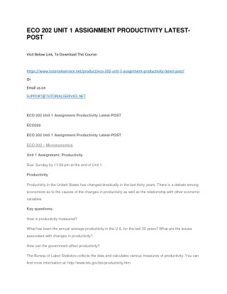 ECO 202 UNIT 1 ASSIGNMENT PRODUCTIVITY LATEST-POST
