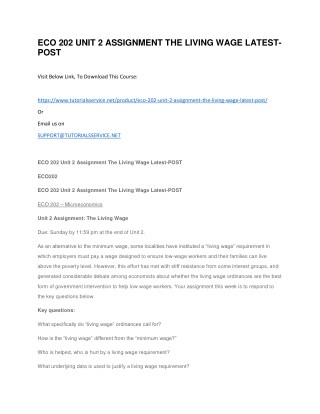 ECO 202 UNIT 2 ASSIGNMENT THE LIVING WAGE LATEST-POST