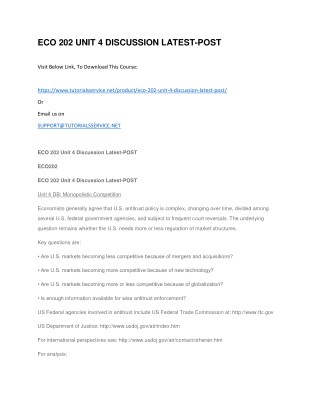 ECO 202 UNIT 4 DISCUSSION LATEST-POST