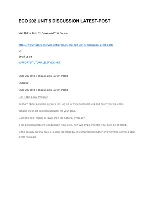 ECO 202 UNIT 5 DISCUSSION LATEST-POST