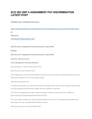 ECO 202 UNIT 6 ASSIGNMENT PAY DISCRIMINATION LATEST-POST