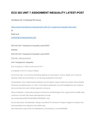ECO 202 UNIT 7 ASSIGNMENT INEQUALITY LATEST-POST