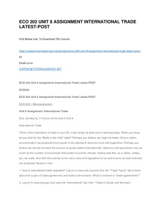 ECO 202 UNIT 8 ASSIGNMENT INTERNATIONAL TRADE LATEST-POST