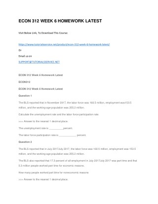 ECON 312 WEEK 6 HOMEWORK LATEST