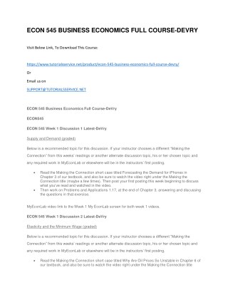 ECON 545 BUSINESS ECONOMICS FULL COURSE-DEVRY