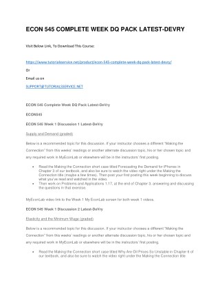 ECON 545 COMPLETE WEEK DQ PACK LATEST-DEVRY