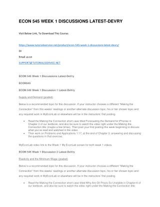 ECON 545 WEEK 1 DISCUSSIONS LATEST-DEVRY