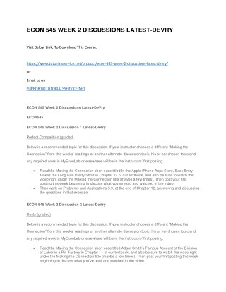 ECON 545 WEEK 2 DISCUSSIONS LATEST-DEVRY