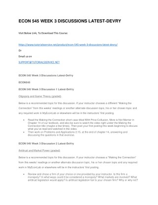 ECON 545 WEEK 3 DISCUSSIONS LATEST-DEVRY